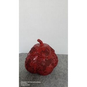 Red Lacquerware‎ Pumpkin Trinket Box Decorative Container with Lid